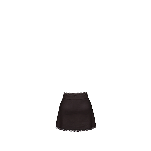 블랙 레이스 프릴 미니스커트